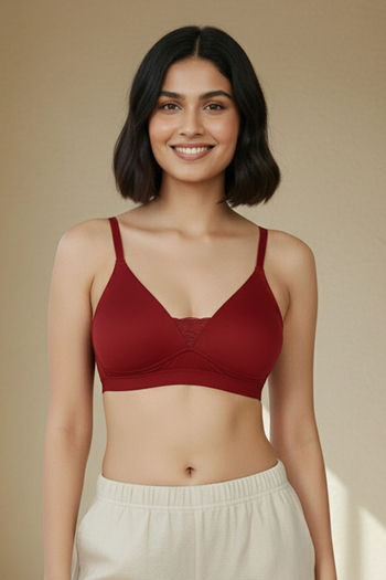 Buy Zivame Beautiful Basics Padded Non Wired 3/4Th Coverage T-Shirt Bra - Sundried Tomato